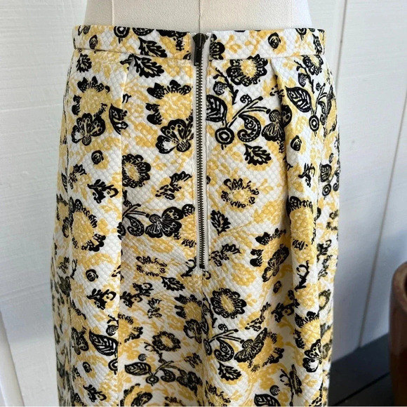 Cottagecore Print Textured A-Line Fit & Flare Classic Pleated Lined Midi Skirt M - Picture 2 of 6